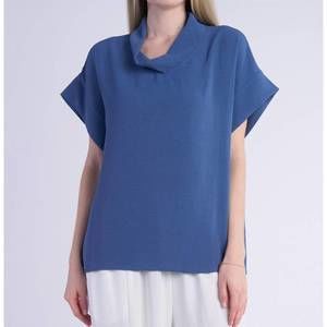 NEW SHANA APPAREL airflow sock neck top in blue